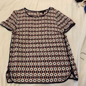 J Crew Geometric Print Silk Top